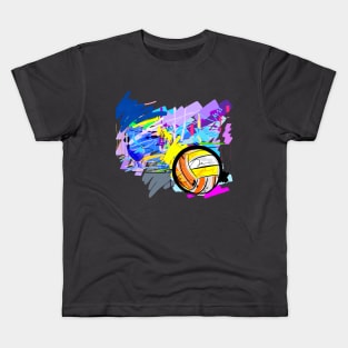 volleyball sport art  brush stroke style design Kids T-Shirt